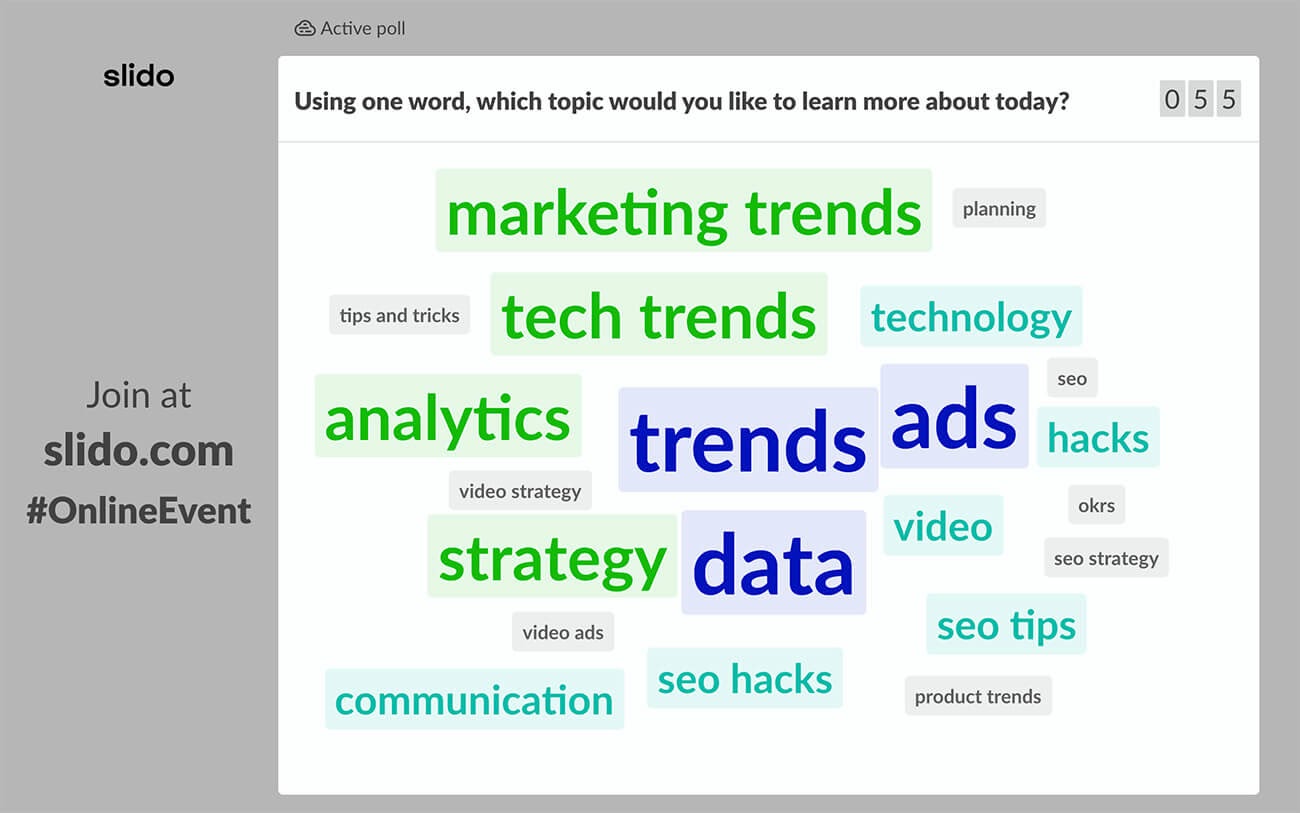 引用: Slido公式ブログ 35+ Word Cloud Examples for Your Meetings and Events